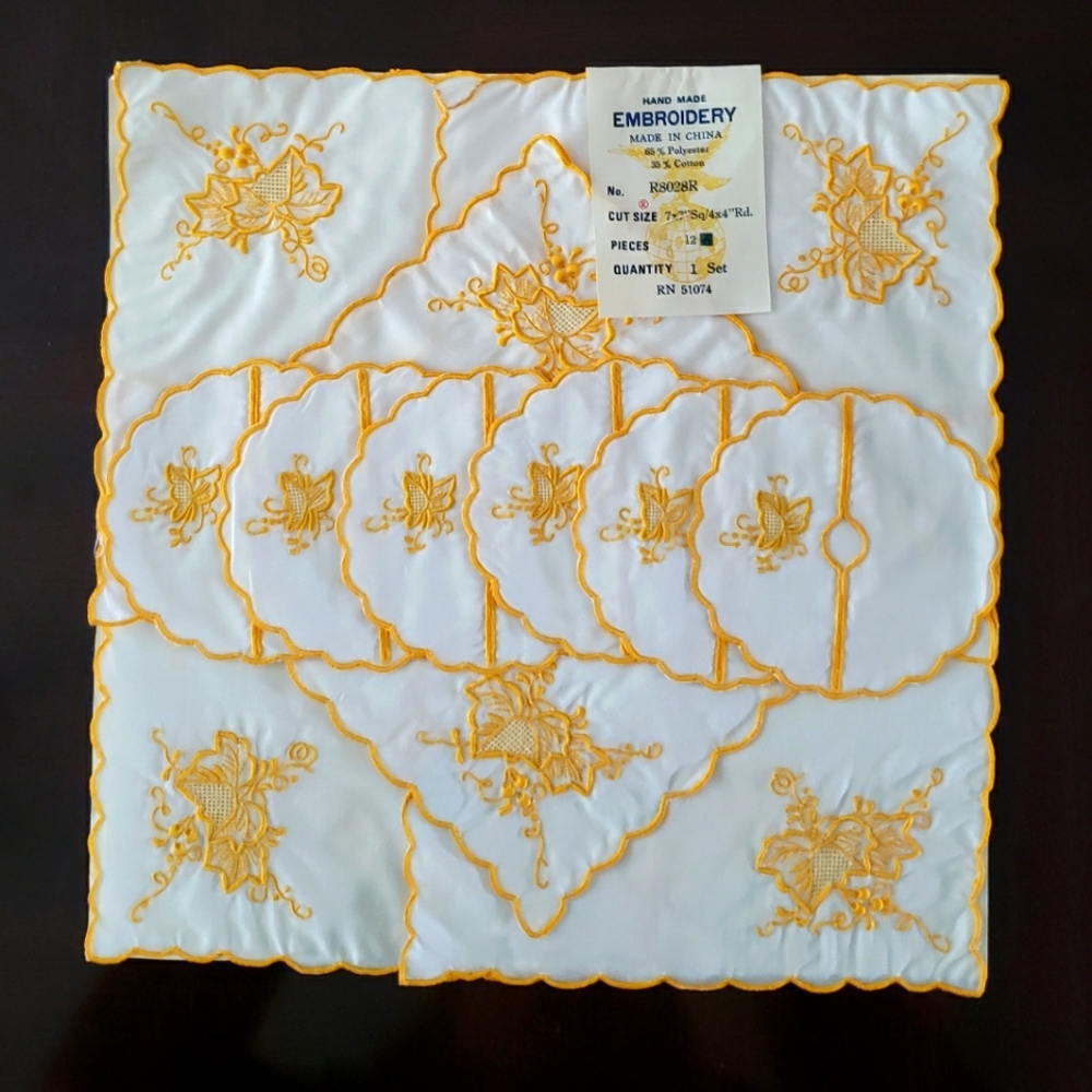 Embroidery cocktail napkins set of 6